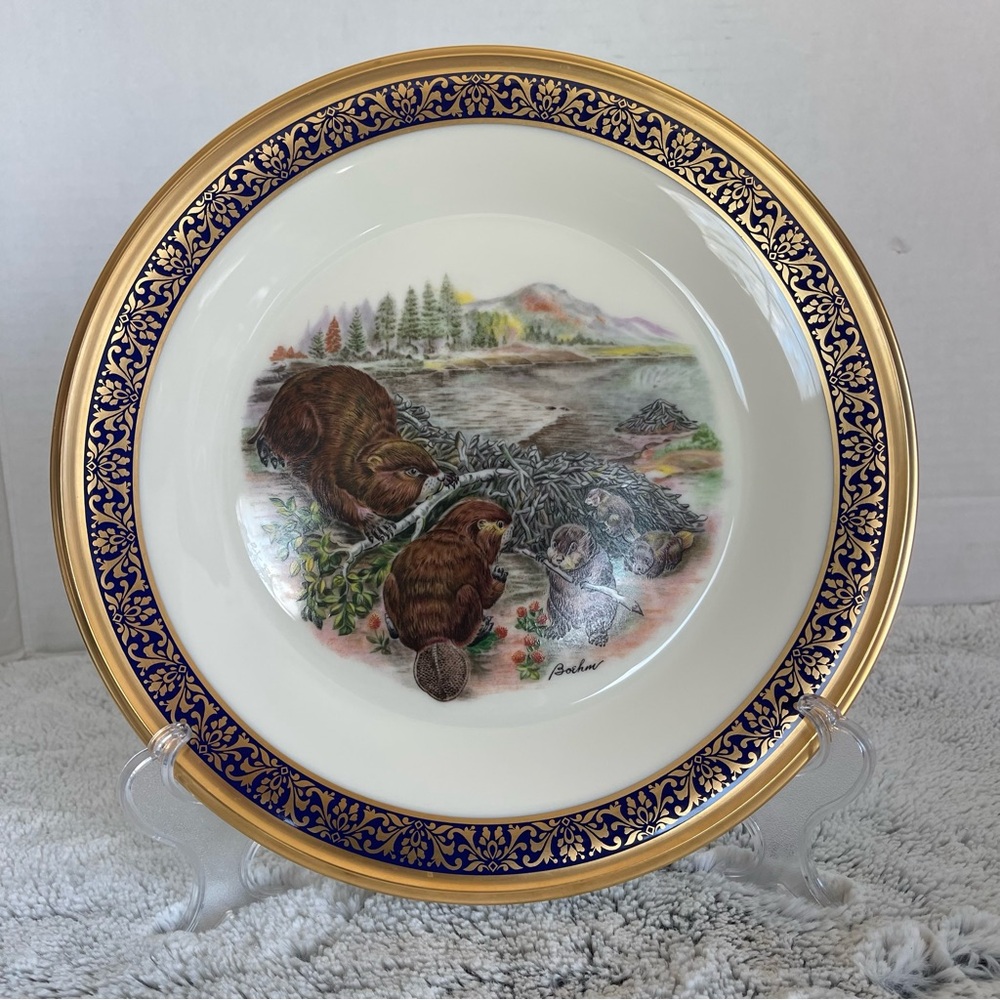Lenox Beavers Woodland Wildlife by Boehm Collectors Plate 5th Annual USA 1977